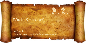 Mádi Kristóf névjegykártya
